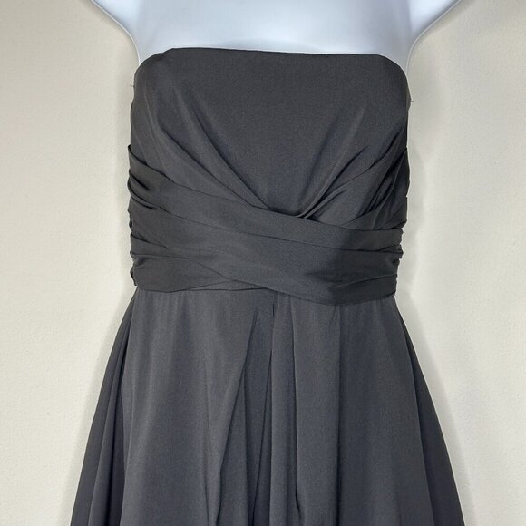 WHBM Womens Strapless LBD Party Wedding Date Bubble Hem Mini Dress in Black 8 - Picture 2 of 8